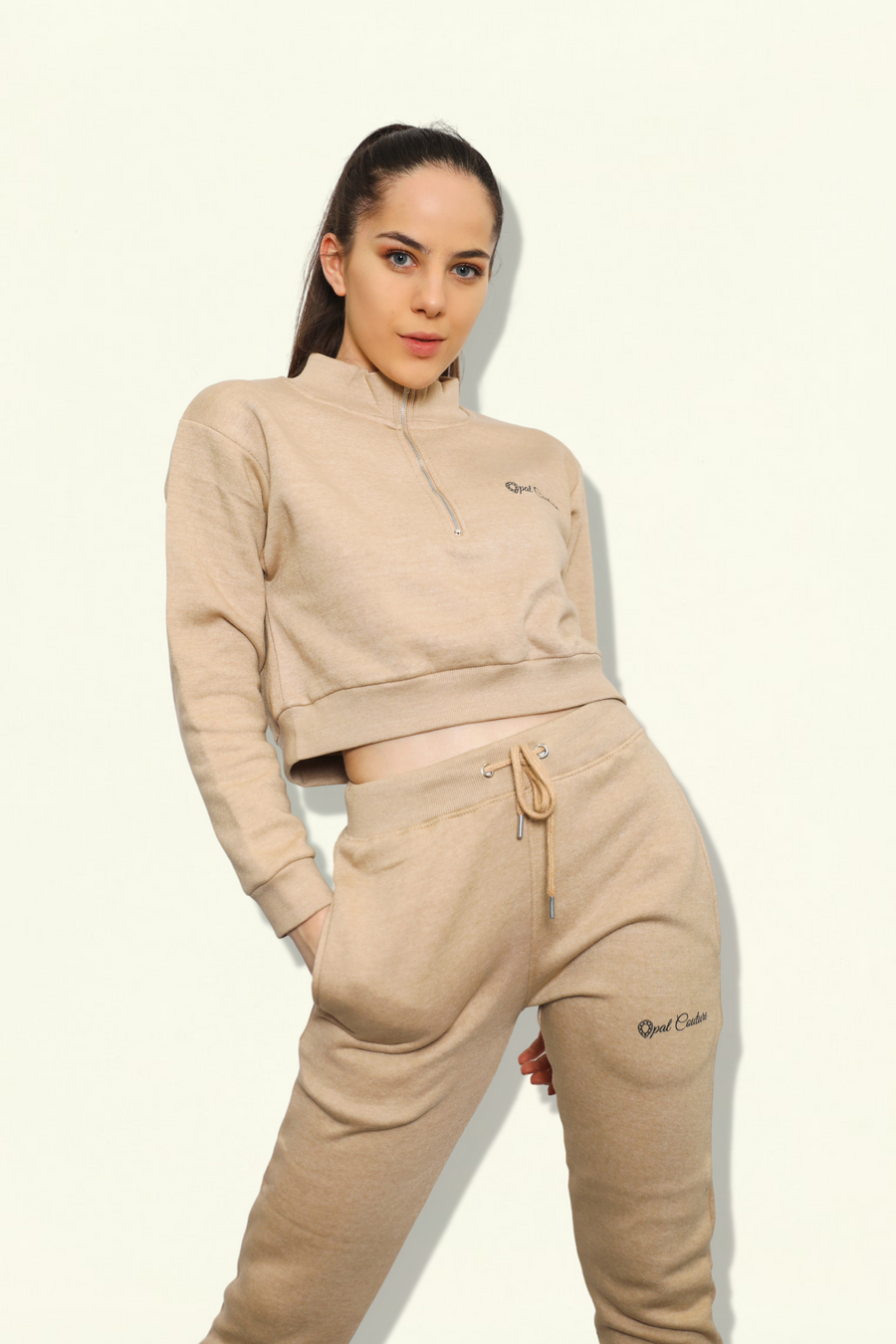 Half Zip Tracksuit - Beige